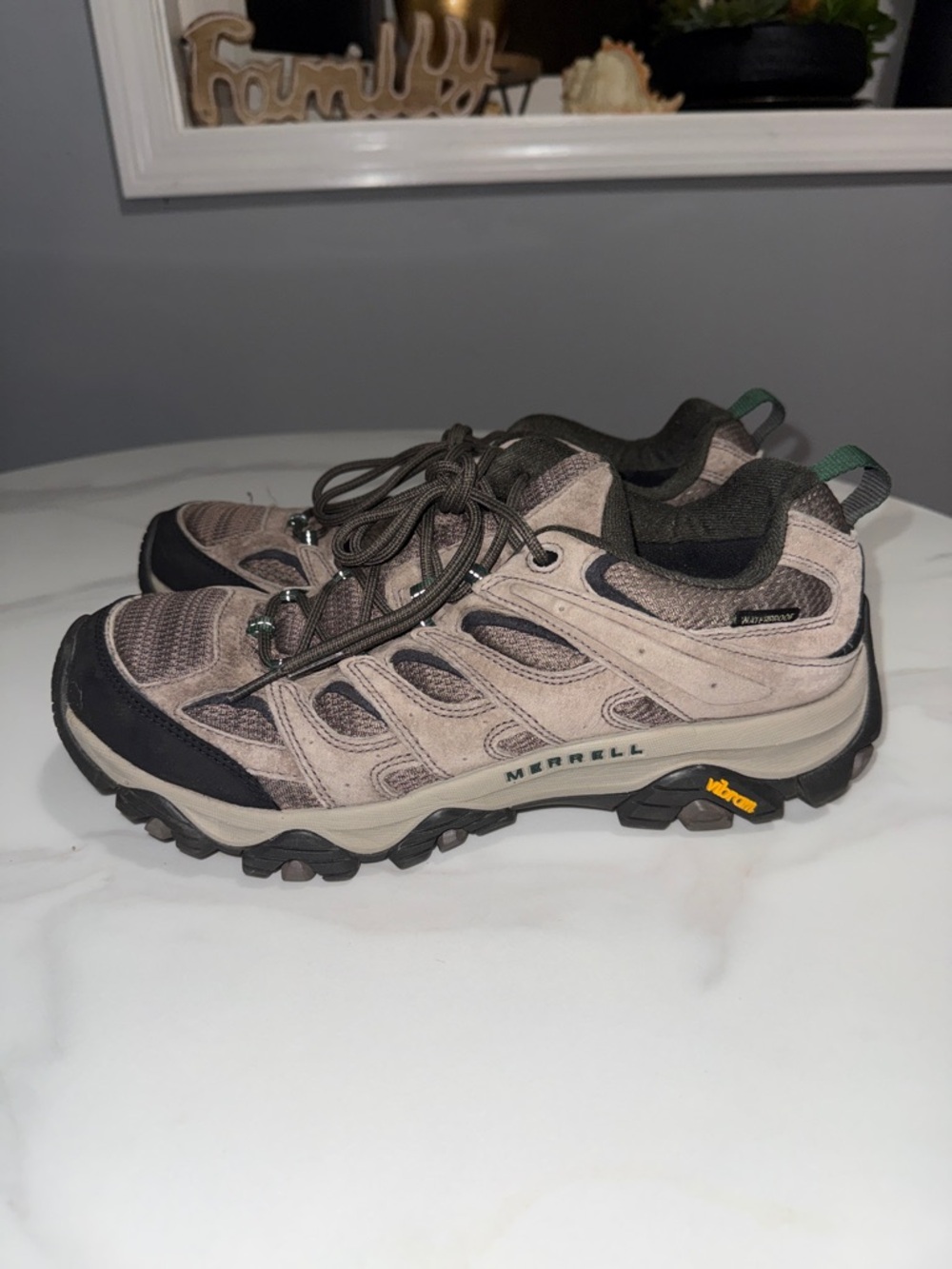 Merrell Taupe and Olive Trail Hiking Sneakers